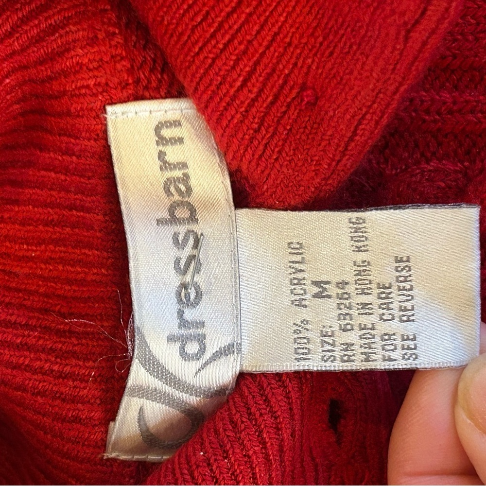 Dressbarn Vibrant Red Knit Sweater w Pearls Vintage Style - Picture 4 of 12
